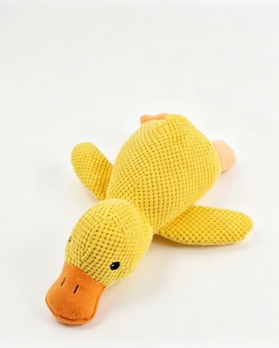 Cute Yellow Squeaky Duck Plush Toy – Self-Entertainment Dog Chew Toy