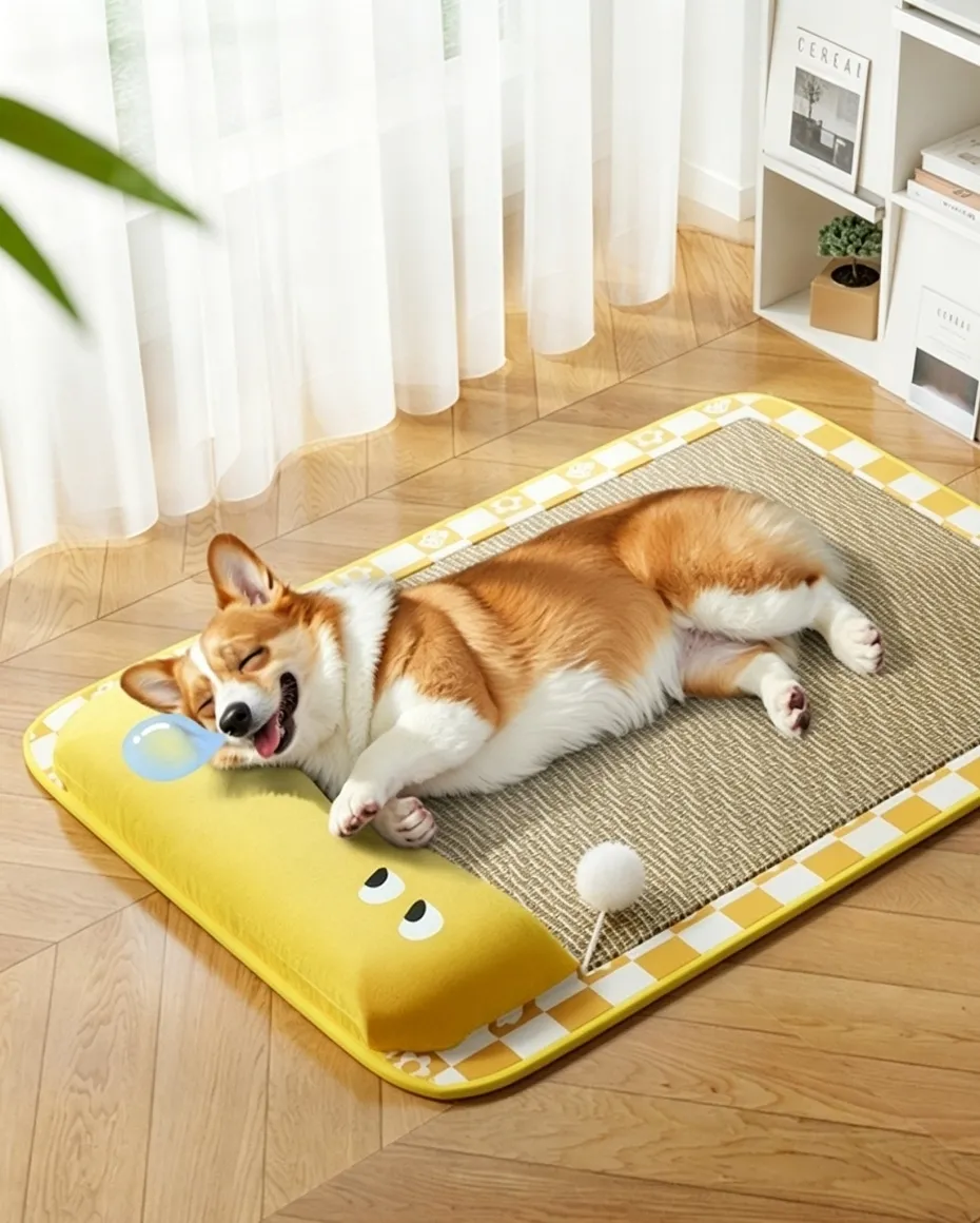 Removable Cooling Mat Pet Bed – Wicker Summer Sleeping Pad for Cats & Dogs